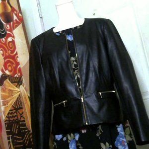 Calvin Klein Vegan Leather Jacket Sz 16 NWOT Black